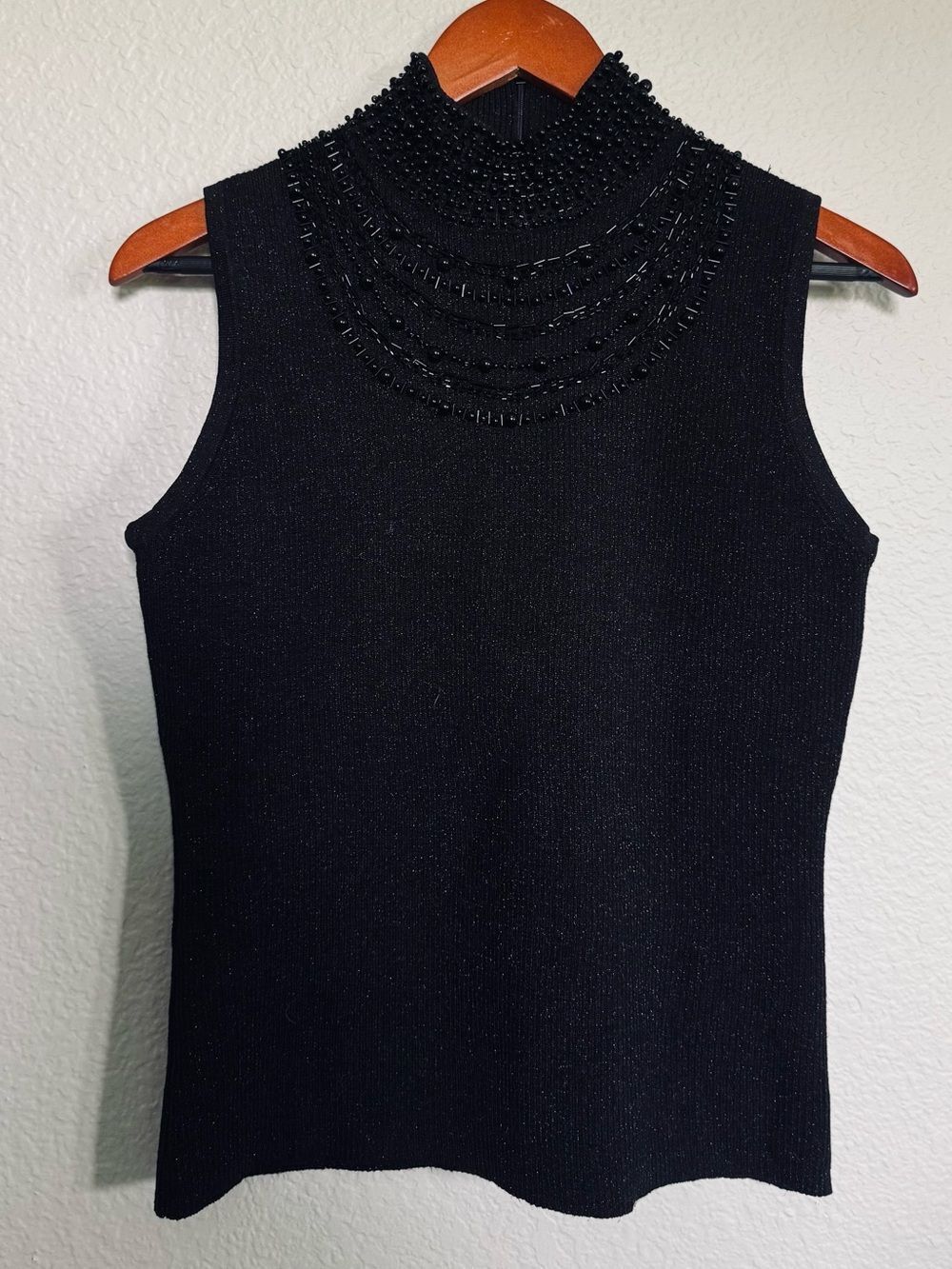 Grace Elements Black Sleeveless Dressy Beaded Black Top M